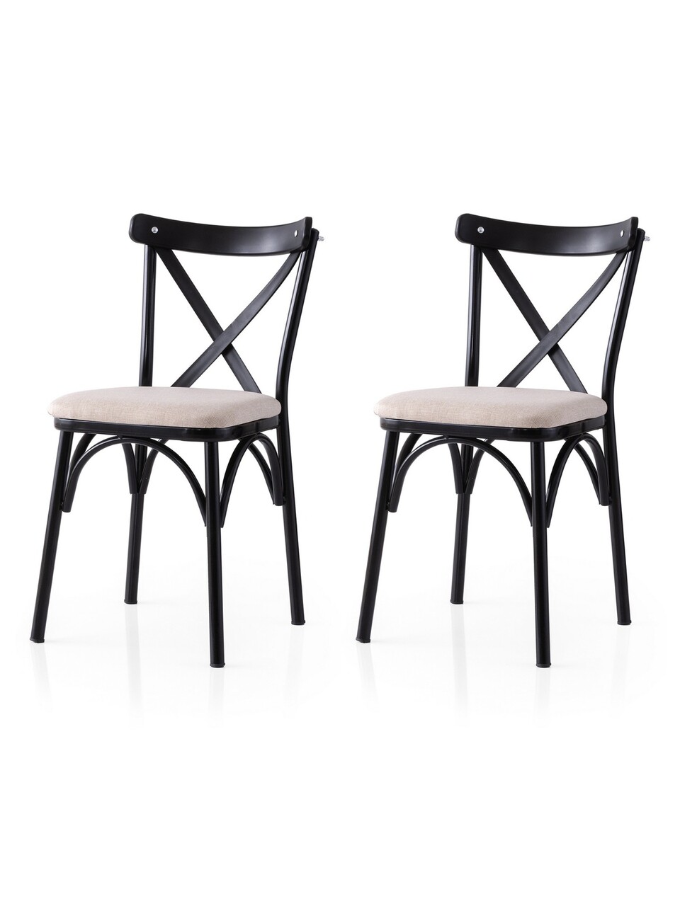 Set scaune 2 piese, Hanah Home, Ekol, Negru / Crem - imagine 5
